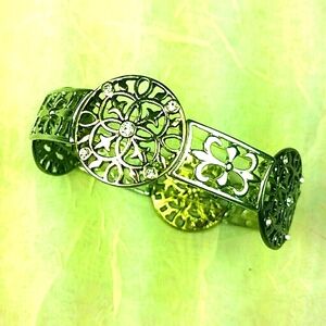 Knights Eye Silver Crystal Stretch Bracelet Gothic Medieval Filigree Renaissance